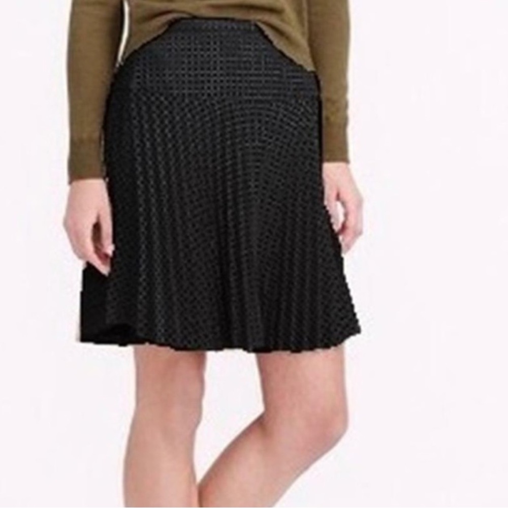 J. Crew Black Laser Cut Pleated Mini Skirt